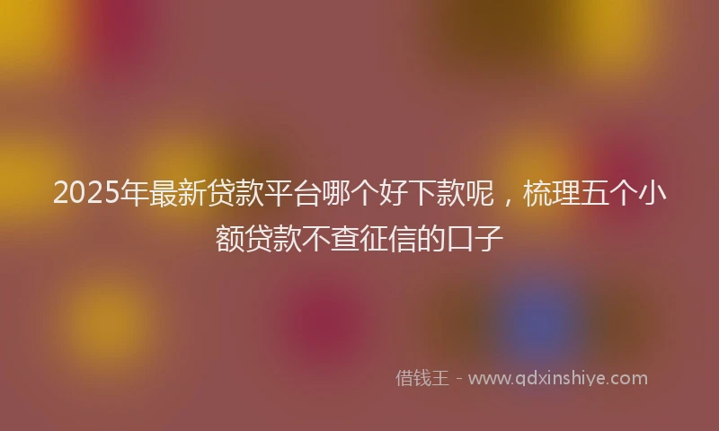 2025年最新贷款平台哪个好下款呢，梳理五个小额贷款不查征信的口子