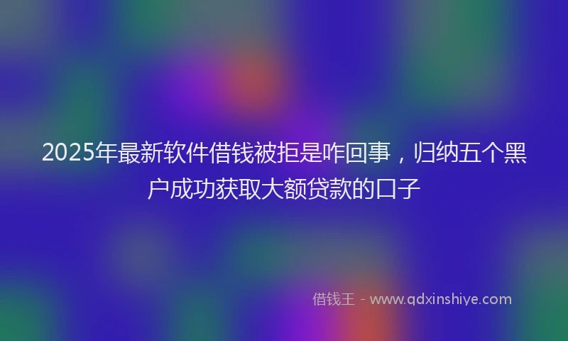 2025年最新软件借钱被拒是咋回事，归纳五个黑户成功获取大额贷款的口子