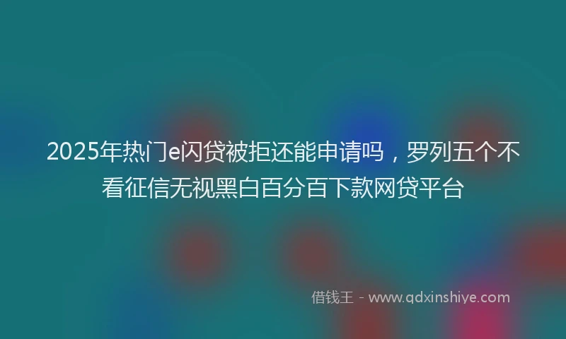 2025年热门e闪贷被拒还能申请吗，罗列五个不看征信无视黑白百分百下款网贷平台