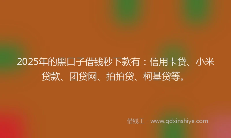 2025年的黑口子借钱秒下款有：信用卡贷、小米贷款、团贷网、拍拍贷、柯基贷等。