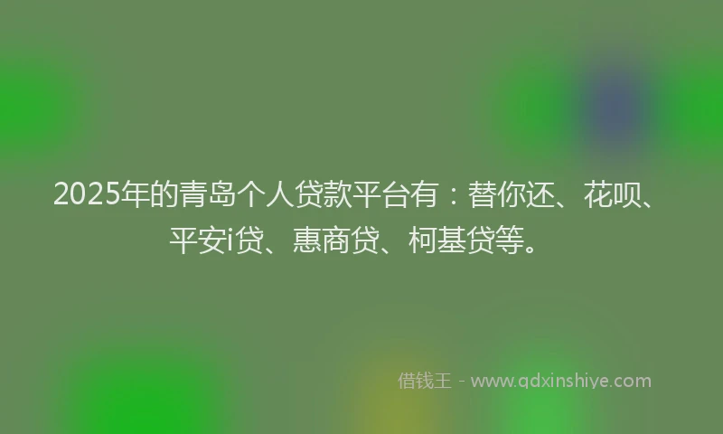 2025年的青岛个人贷款平台有：替你还、花呗、平安i贷、惠商贷、柯基贷等。