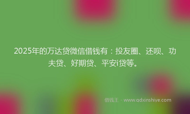 2025年的万达贷微信借钱有：投友圈、还呗、功夫贷、好期贷、平安i贷等。