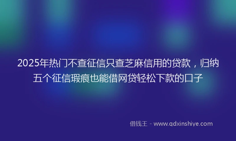 2025年热门不查征信只查芝麻信用的贷款，归纳五个征信瑕疵也能借网贷轻松下款的口子