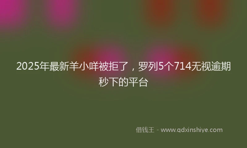 2025年最新羊小咩被拒了，罗列5个714无视逾期秒下的平台