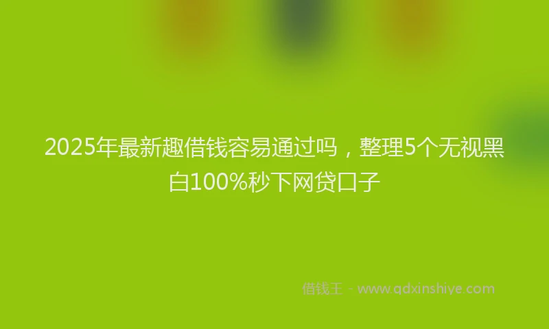 2025年最新趣借钱容易通过吗，整理5个无视黑白100%秒下网贷口子