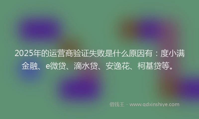 2025年的运营商验证失败是什么原因有：度小满金融、e微贷、滴水贷、安逸花、柯基贷等。