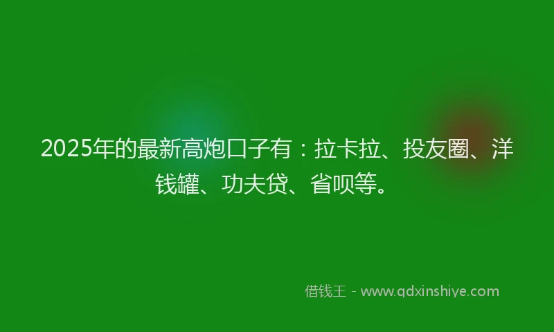 2025年的最新高炮口子有：拉卡拉、投友圈、洋钱罐、功夫贷、省呗等。