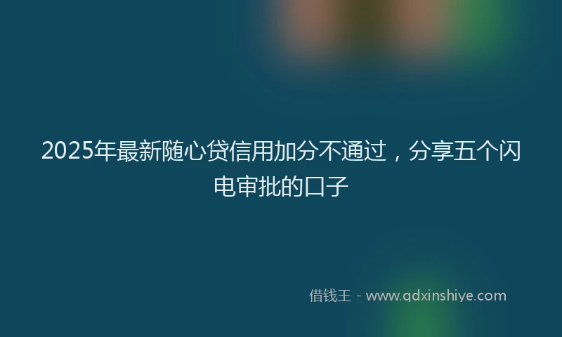 2025年最新随心贷信用加分不通过，分享五个闪电审批的口子