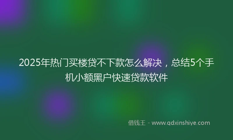 2025年热门买楼贷不下款怎么解决，总结5个手机小额黑户快速贷款软件