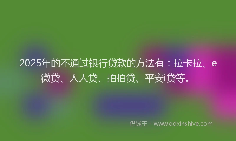 2025年的不通过银行贷款的方法有：拉卡拉、e微贷、人人贷、拍拍贷、平安i贷等。