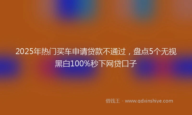 2025年热门买车申请贷款不通过，盘点5个无视黑白100%秒下网贷口子