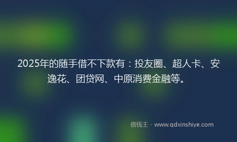 2025年的随手借不下款有：投友圈、超人卡、安逸花、团贷网、中原消费金融等。