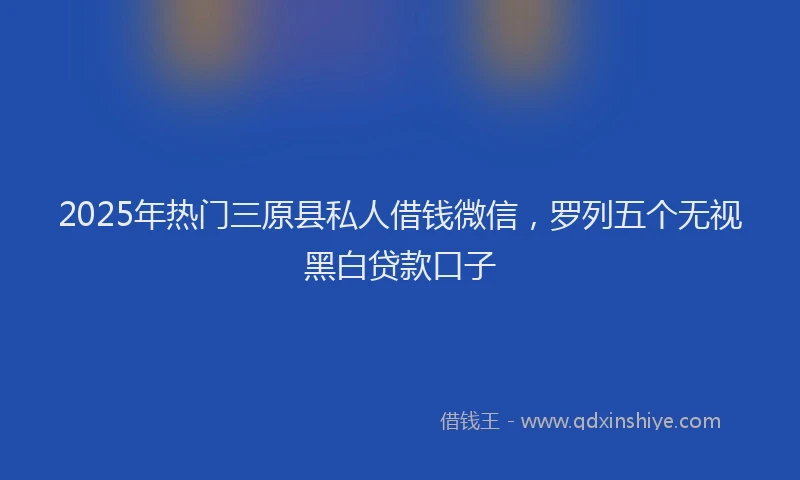 2025年热门三原县私人借钱微信，罗列五个无视黑白贷款口子