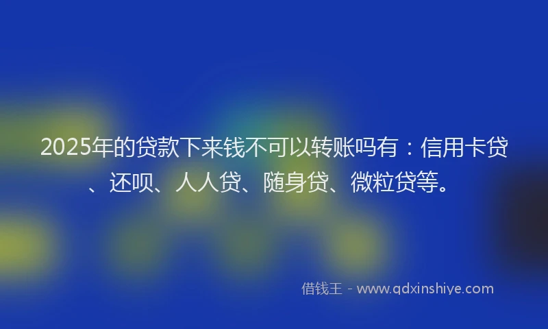 2025年的贷款下来钱不可以转账吗有：信用卡贷、还呗、人人贷、随身贷、微粒贷等。