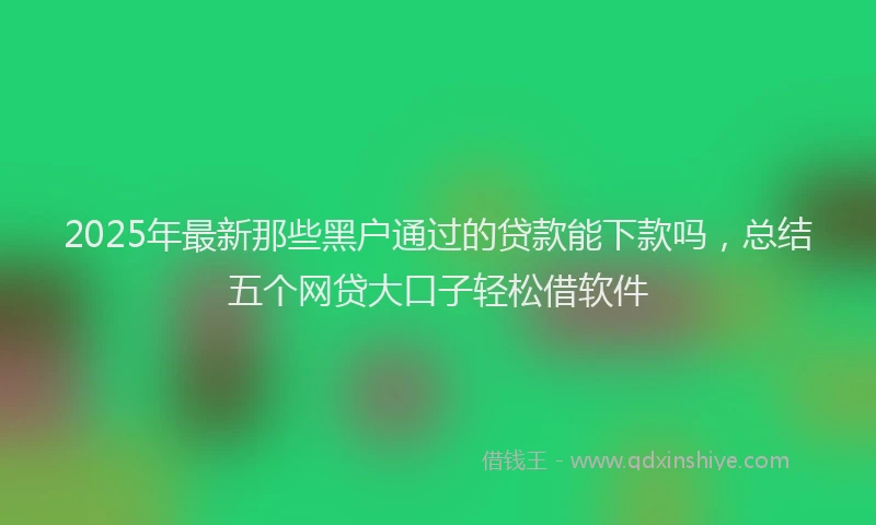 2025年最新那些黑户通过的贷款能下款吗，总结五个网贷大口子轻松借软件