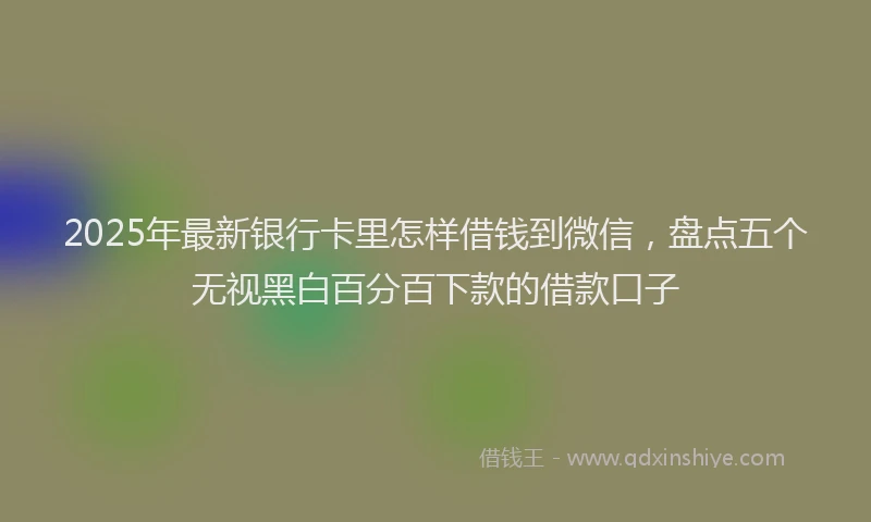 2025年最新银行卡里怎样借钱到微信，盘点五个无视黑白百分百下款的借款口子
