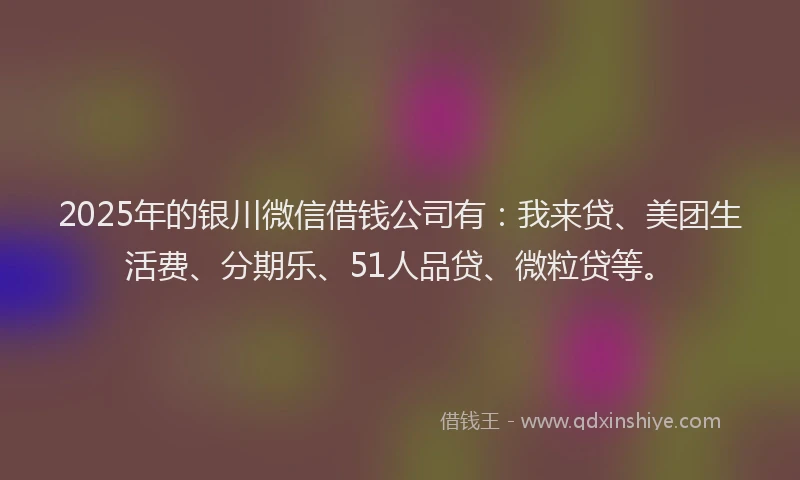 2025年的银川微信借钱公司有：我来贷、美团生活费、分期乐、51人品贷、微粒贷等。