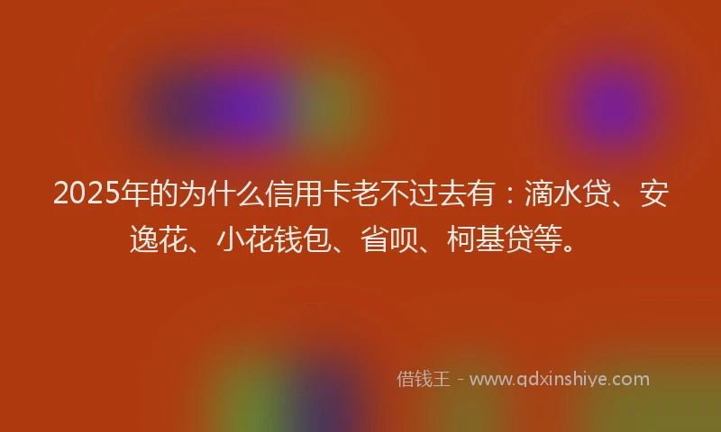 2025年的为什么信用卡老不过去有：滴水贷、安逸花、小花钱包、省呗、柯基贷等。