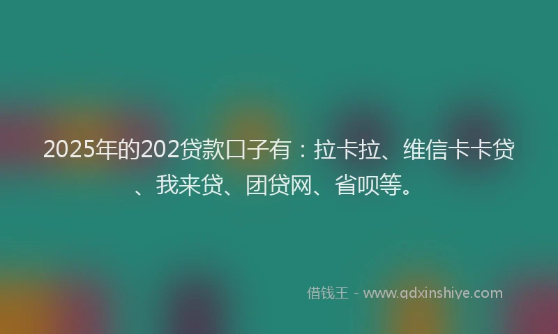2025年的202贷款口子有：拉卡拉、维信卡卡贷、我来贷、团贷网、省呗等。