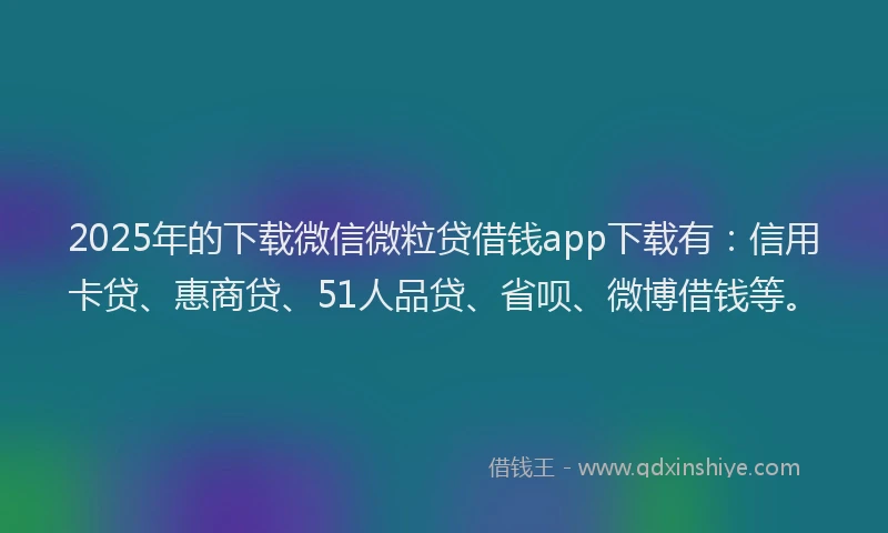 2025年的下载微信微粒贷借钱app下载有：信用卡贷、惠商贷、51人品贷、省呗、微博借钱等。