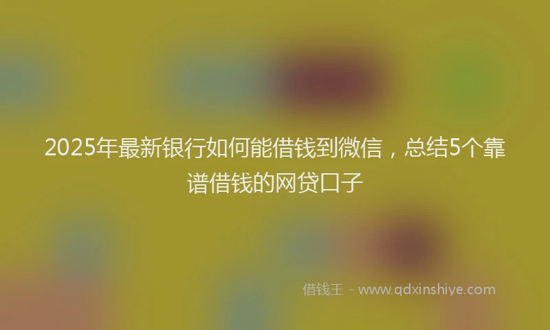 2025年最新银行如何能借钱到微信，总结5个靠谱借钱的网贷口子
