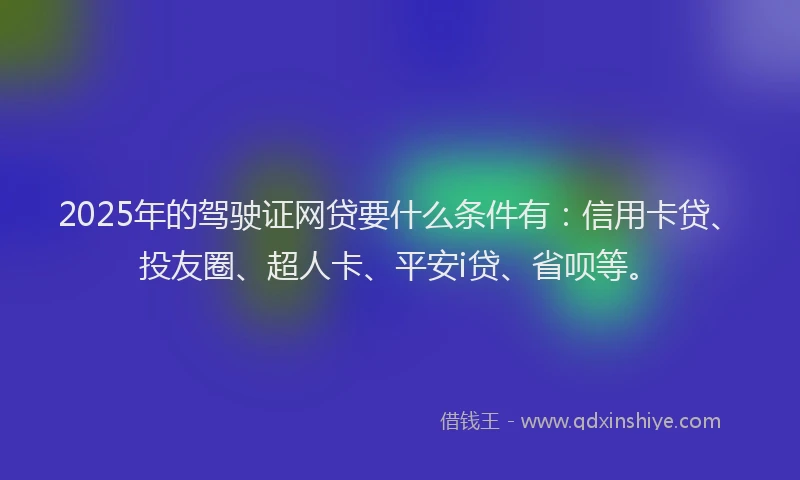 2025年的驾驶证网贷要什么条件有：信用卡贷、投友圈、超人卡、平安i贷、省呗等。