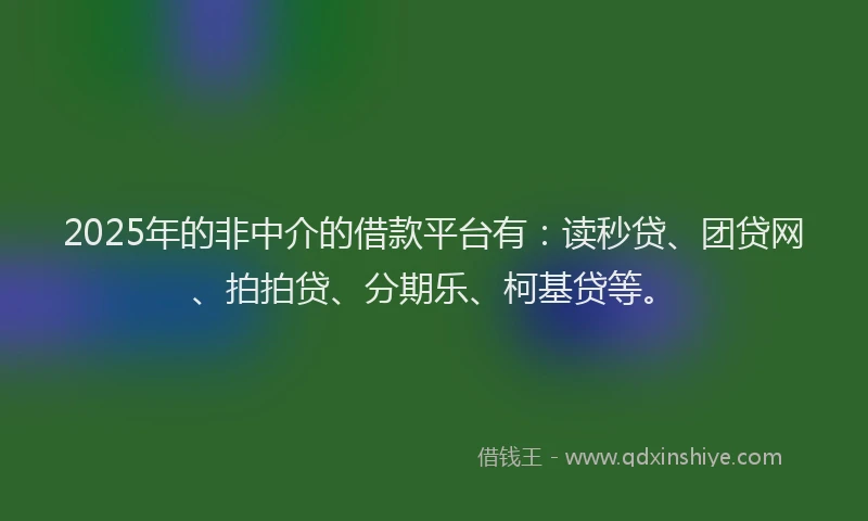 2025年的非中介的借款平台有：读秒贷、团贷网、拍拍贷、分期乐、柯基贷等。