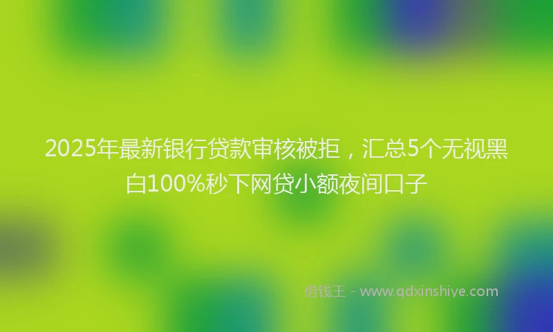 2025年最新银行贷款审核被拒，汇总5个无视黑白100%秒下网贷小额夜间口子