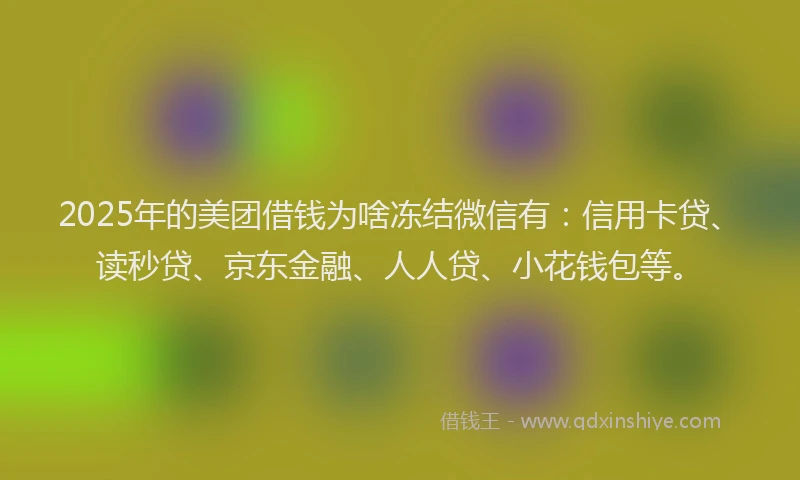 2025年的美团借钱为啥冻结微信有：信用卡贷、读秒贷、京东金融、人人贷、小花钱包等。