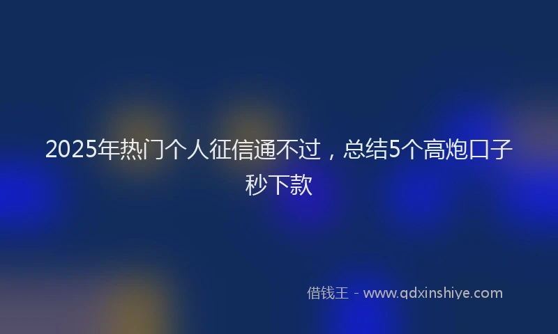 2025年热门个人征信通不过，总结5个高炮口子秒下款