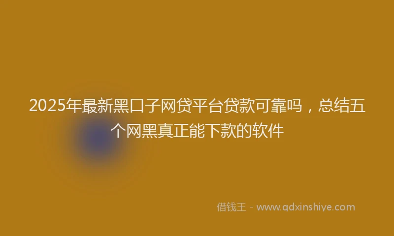 2025年最新黑口子网贷平台贷款可靠吗，总结五个网黑真正能下款的软件