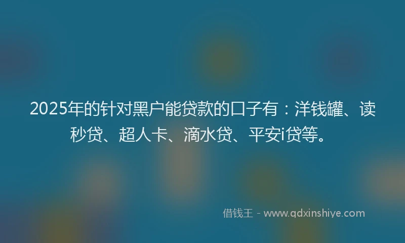2025年的针对黑户能贷款的口子有：洋钱罐、读秒贷、超人卡、滴水贷、平安i贷等。
