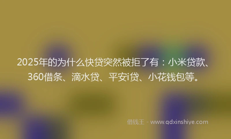 2025年的为什么快贷突然被拒了有：小米贷款、360借条、滴水贷、平安i贷、小花钱包等。