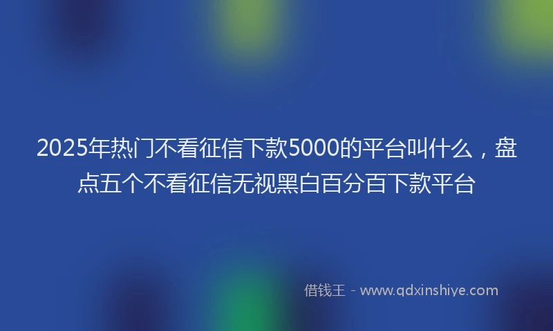 2025年热门不看征信下款5000的平台叫什么，盘点五个不看征信无视黑白百分百下款平台