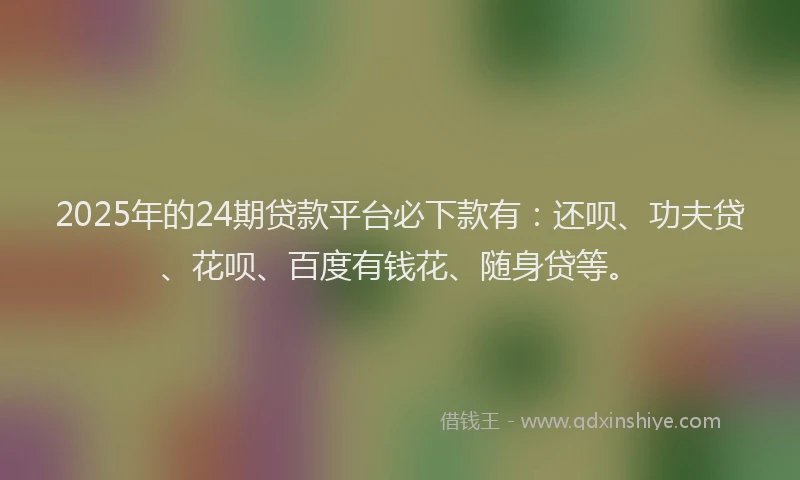 2025年的24期贷款平台必下款有：还呗、功夫贷、花呗、百度有钱花、随身贷等。