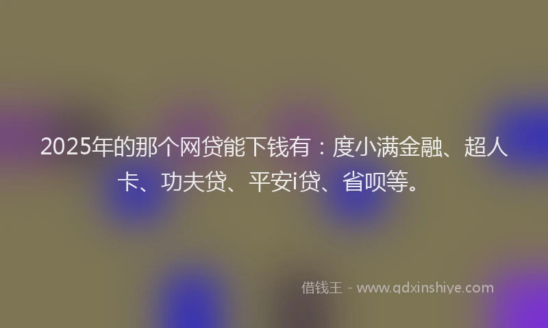 2025年的那个网贷能下钱有：度小满金融、超人卡、功夫贷、平安i贷、省呗等。