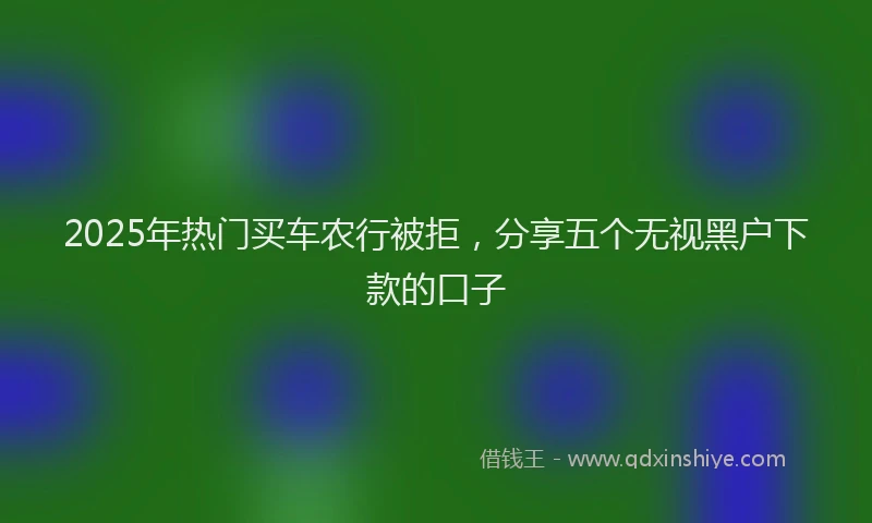 2025年热门买车农行被拒，分享五个无视黑户下款的口子