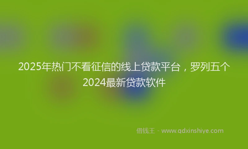 2025年热门不看征信的线上贷款平台，罗列五个2024最新贷款软件