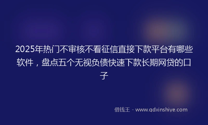 2025年热门不审核不看征信直接下款平台有哪些软件，盘点五个无视负债快速下款长期网贷的口子