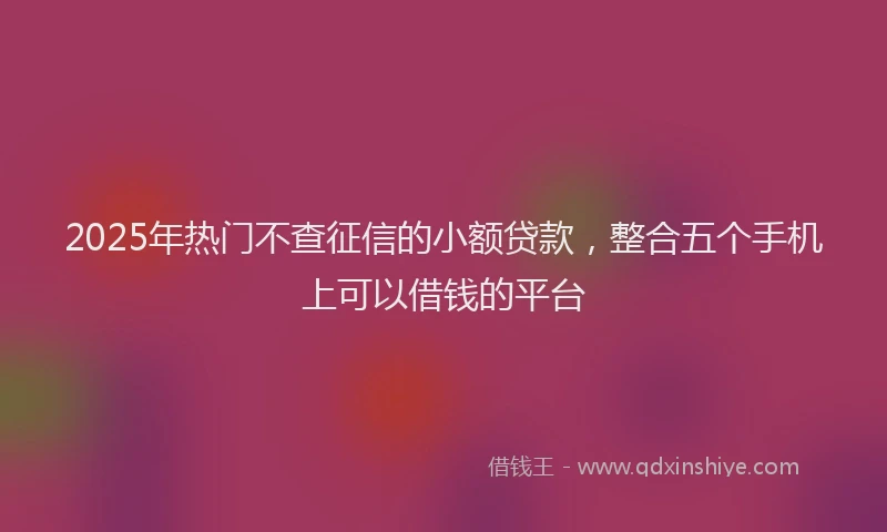 2025年热门不查征信的小额贷款，整合五个手机上可以借钱的平台