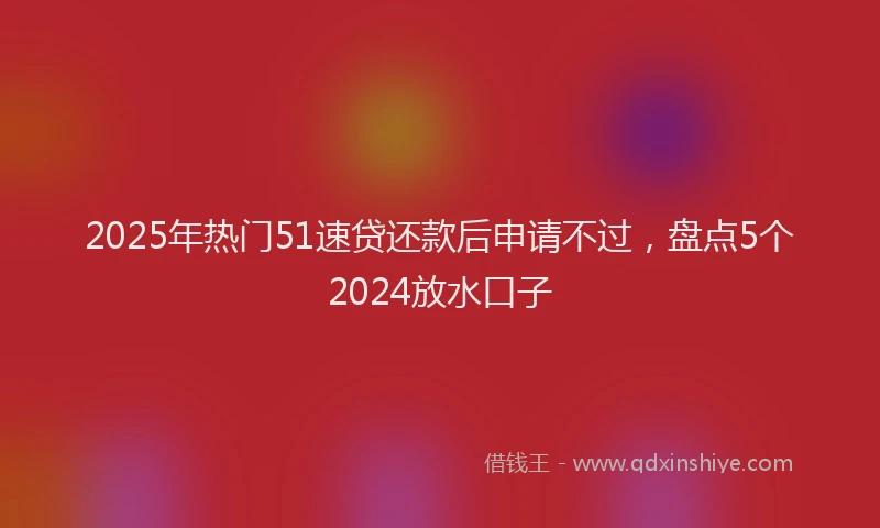 2025年热门51速贷还款后申请不过，盘点5个2024放水口子