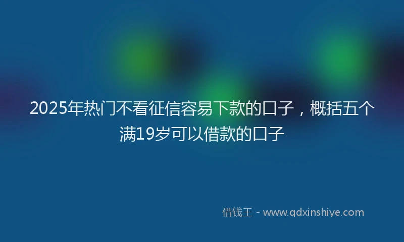 2025年热门不看征信容易下款的口子，概括五个满19岁可以借款的口子