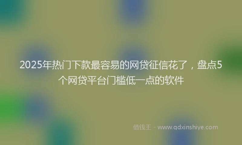 2025年热门下款最容易的网贷征信花了，盘点5个网贷平台门槛低一点的软件