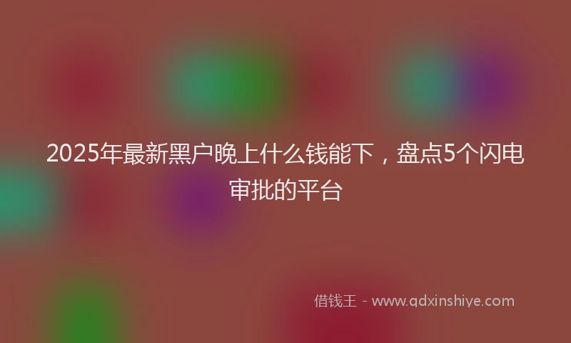 2025年最新黑户晚上什么钱能下，盘点5个闪电审批的平台
