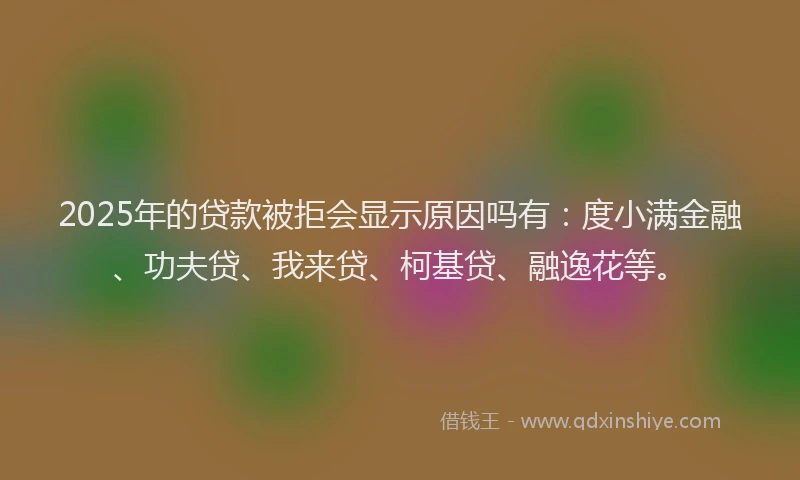 2025年的贷款被拒会显示原因吗有：度小满金融、功夫贷、我来贷、柯基贷、融逸花等。
