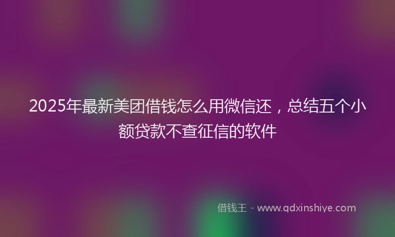 2025年最新美团借钱怎么用微信还，总结五个小额贷款不查征信的软件