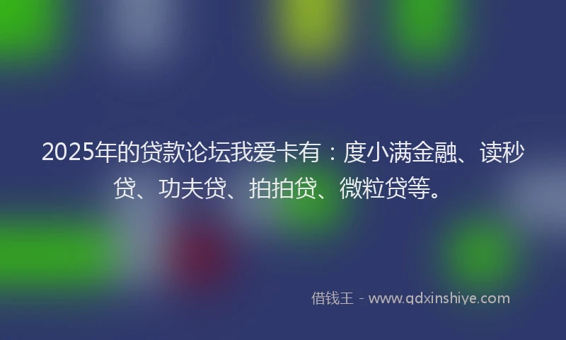 2025年的贷款论坛我爱卡有：度小满金融、读秒贷、功夫贷、拍拍贷、微粒贷等。