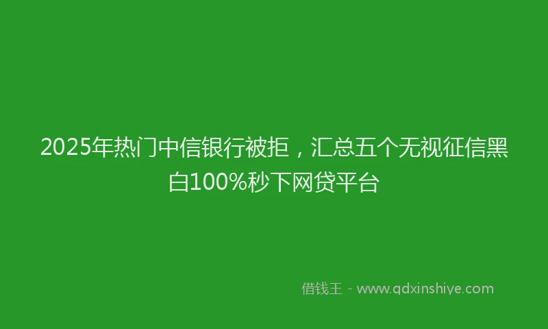 2025年热门中信银行被拒，汇总五个无视征信黑白100%秒下网贷平台
