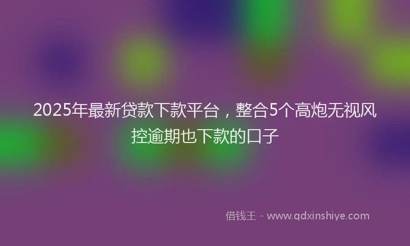 2025年最新贷款下款平台，整合5个高炮无视风控逾期也下款的口子