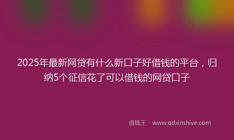 2025年最新网贷有什么新口子好借钱的平台，归纳5个征信花了可以借钱的网贷口子